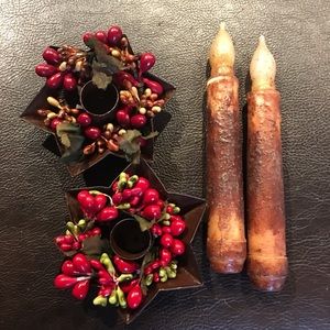 💐Primitive battery candles/holders/wreaths